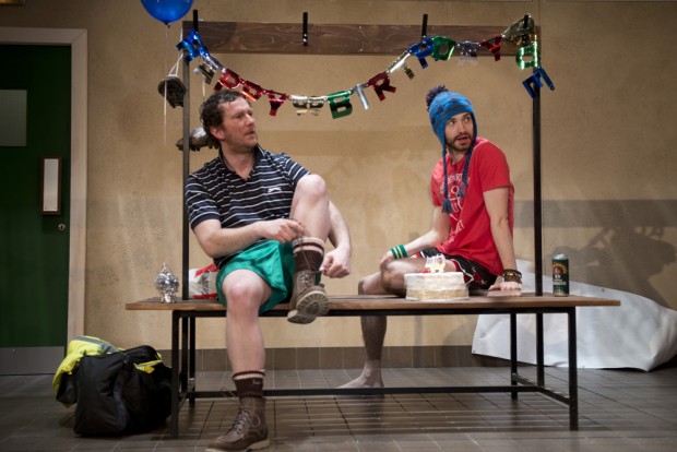 Matt Sutton and Andy Rush in Jumpers for Goalposts. Photo: Elyse Marks