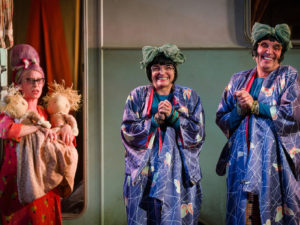 Katy Owen, Etta Murfitt and Gareth Snook in Wise Children. Photo: Steve Tanner