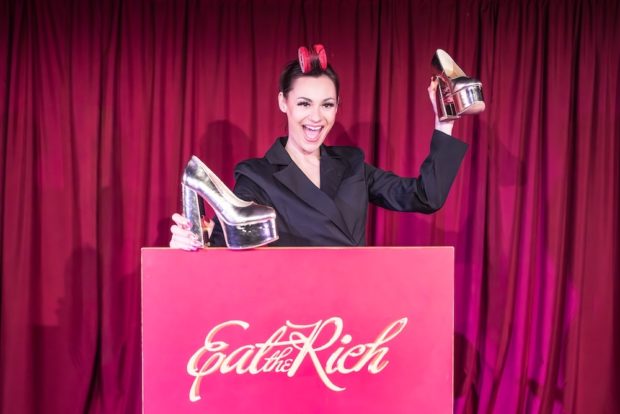 Jade Franks in Eat The Rich (but maybe not me mates x). Photo: Marc Brenner
