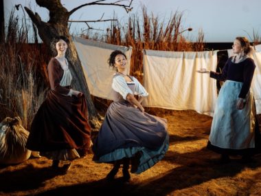 Tanya Reynolds, Siena Kelly and Liv Hill in 1536. Photo: Helen Murray
