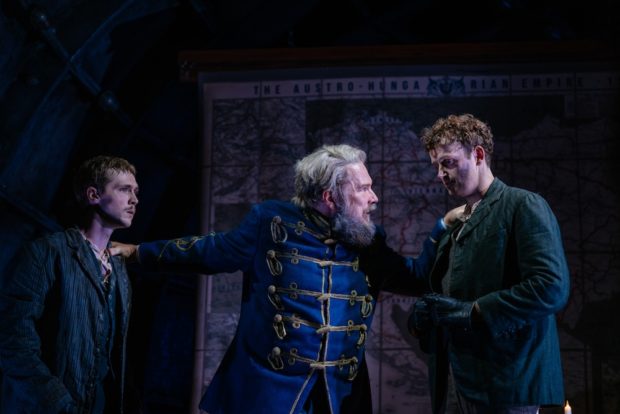 Stanley Morgan, Marc Wootton and Christopher Walley in Archduke. Photo: Helen Murray